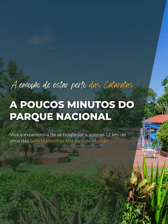 Banner do Hotel Colonial Iguaçu destacando natureza e proximidade às Cataratas do Iguaçu