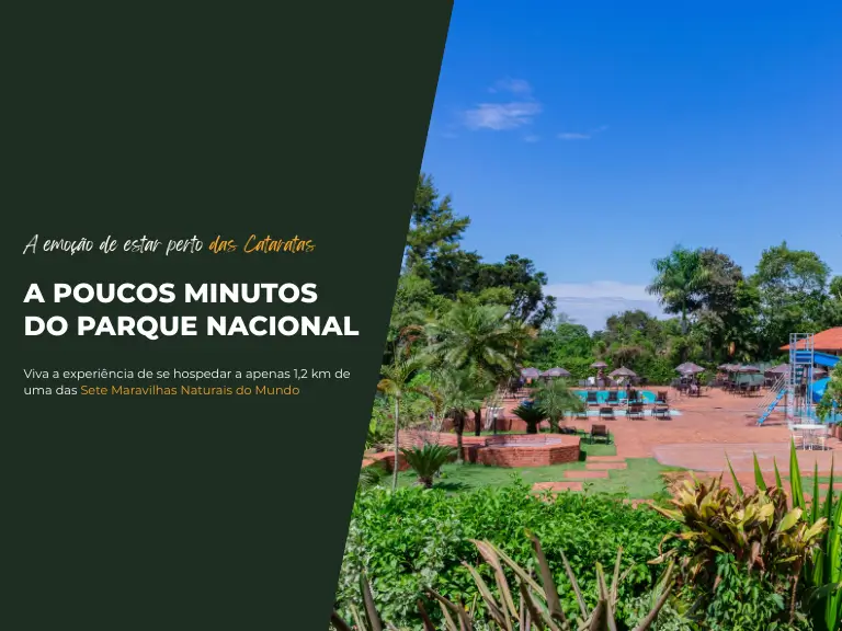 Banner do Hotel Colonial Iguaçu destacando natureza e proximidade às Cataratas do Iguaçu