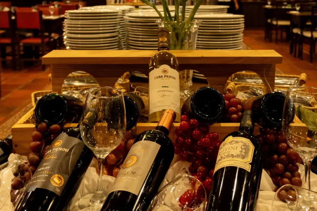 Seleção de vinhos no restaurante do Hotel Colonial Iguaçu