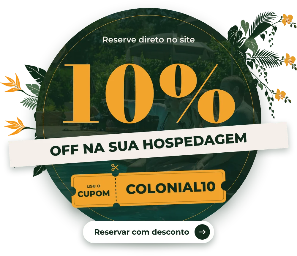 Cupom COLONIAL10: 10% OFF na sua hospedagem reservando direto no site do Hotel Colonial Iguaçu em Foz do Iguaçu
